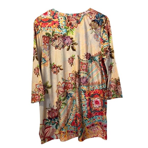 Soft Surroundings Colorful Floral Patchwork Lalema Sublimation Tunic Top L Artsy - Picture 2 of 5